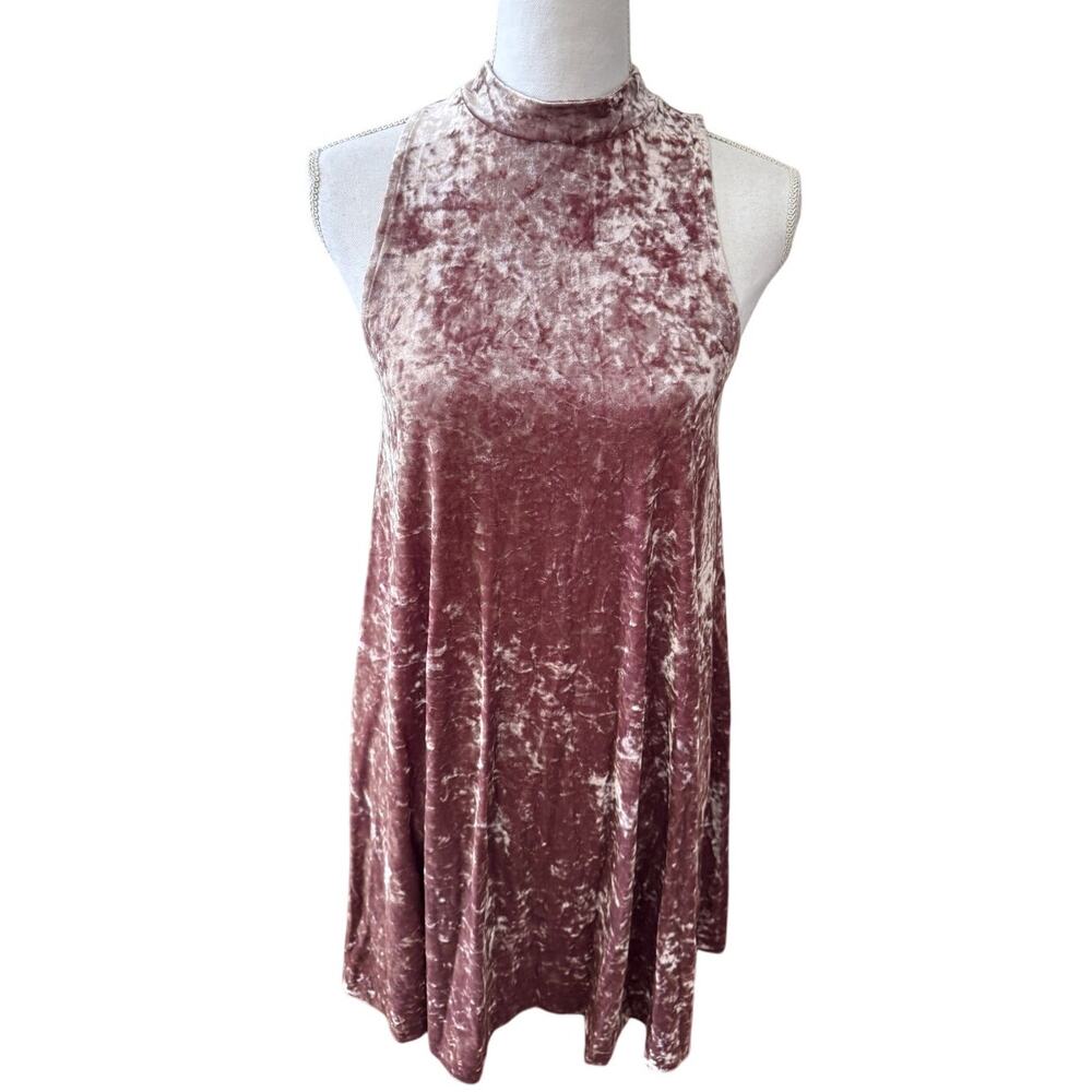 Cynthia Rowley Crushed Velvet Swing Mini Dress Dusty Rose S